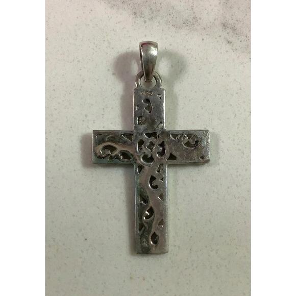 Sterling Silver Filigree Scrollwork Cross Pendant STS Indonesia 925 - Picture 2 of 5